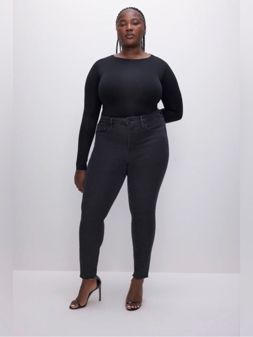 Good American High-Rise Washed Black Jeans